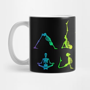 Funny Skeleton Yoga Poses Rainbow Skeleton Fitness Mug